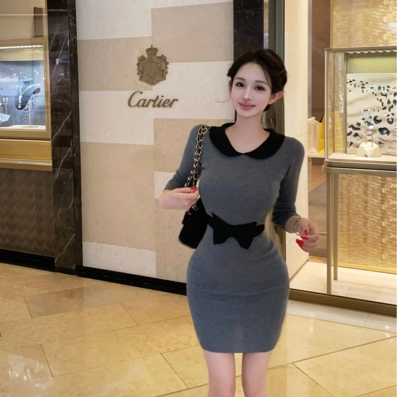 رغبة نقية Sle طويلة Sve Bodycon Dr عالية الخصر ort تنورة تأثير التخسيس الخريف جديد Faion الفرنسية Sle المرأة الدكتور