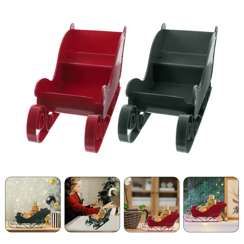 

2Pcs Mini Sleigh Christmas Decor Xmas Sleigh Ornament Tabletop Holiday Party Desktop Decoration Desktop Decor Xmas Ornament