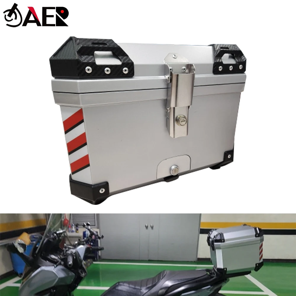 

45L 오토바이 리어백 Motorcycle Key Lock Tool Box Top Case Tail Box Luggage Trunk Bracket for Adventure Motorcycle Rear Box ABS