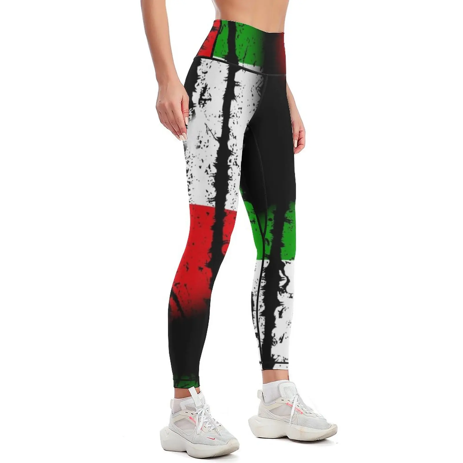 Italy - Italy - Shield-type flag Leggings trousers legging push up flared gym pants Womens Leggings