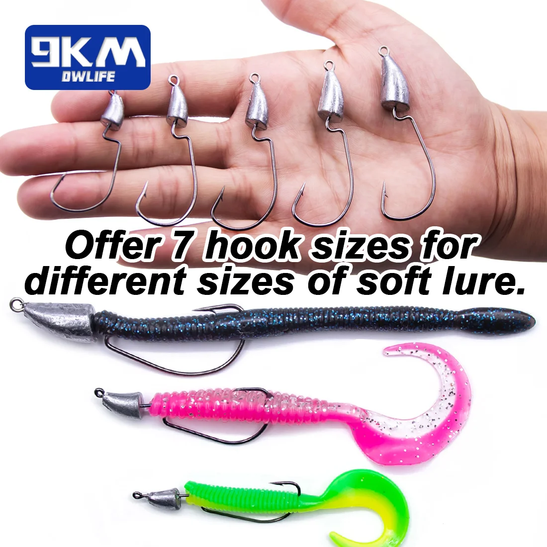 9 km 10 Stück Bullet Jig Head Haken Wide Gap Worm Hooks – Detail 4