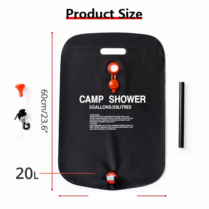 Outdoor Practical PVC Portable Solar Hiking 20L/40L Camping Folding Bathing Water Shower Bag Travel Car Washing PetBathing