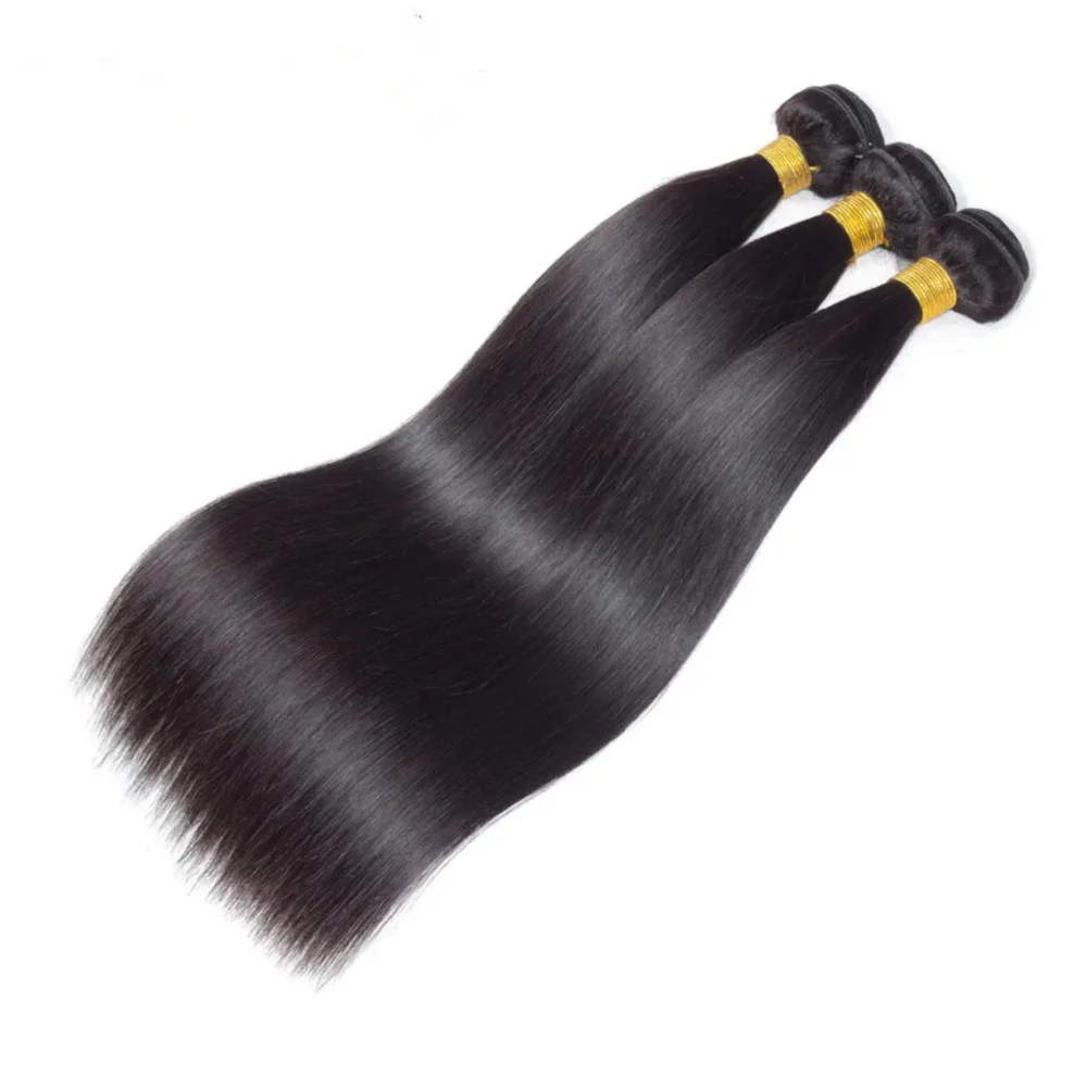 Straight Bundles Human Hair Extensions Natural Black Brazilian 100% Real Human Hair Bundles Double Weft 24 26 28 Inch Color #1B