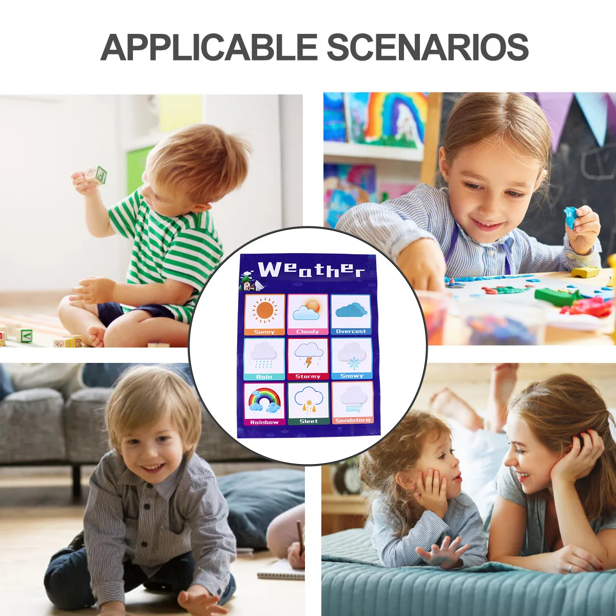 

1 шт. Детский развивающий плакат с четким изображением погоды, яркие цвета, обучающий постер для малышей, для дома, школы, класса, настенный декор