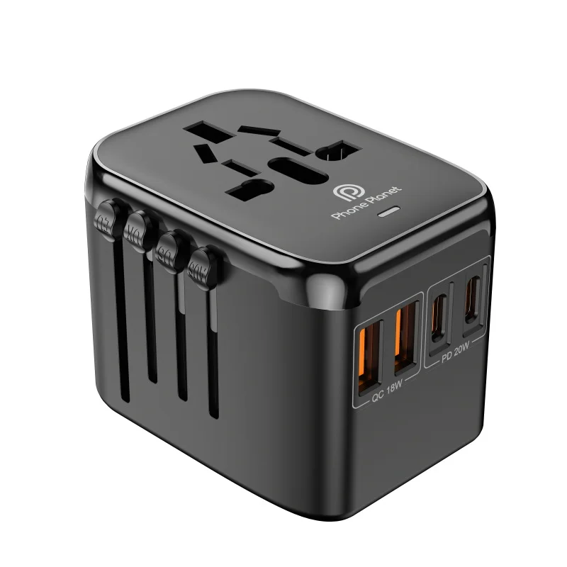 20W Universal Quick Charger Adapter, 2 Type-C Ports + 2 USB-A Ports All Fast Charging, Compact Size Travel Charger, Worldwide