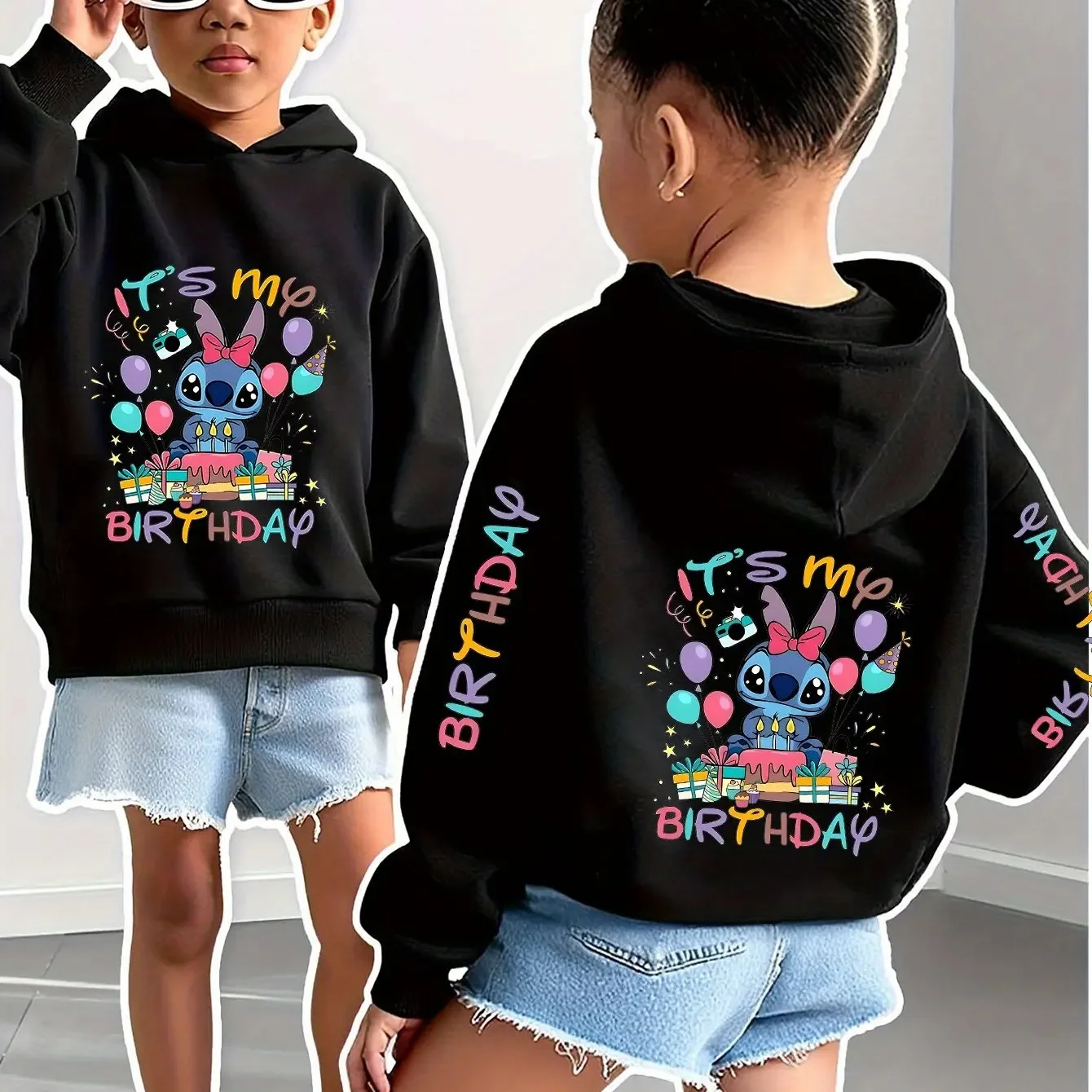 

Disney Stitch Girls and Boys Autumn and Winter Casual Hoodie Double-sided Printed Sleeves Children's Autumn and Winter Hoodie