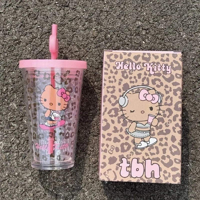 اليابانية هاواي سكيت القط كوب بقشة الكرتون Kawaii Y2K فنجان القهوة كوب ماء زخرفة الديكور هدية