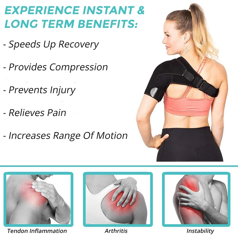 Recovery Shoulder Brace For Men And Women Shoulder Stability Support Brace, Adjustable Fit Sleeve Wrap Dislocation, AC Joint,