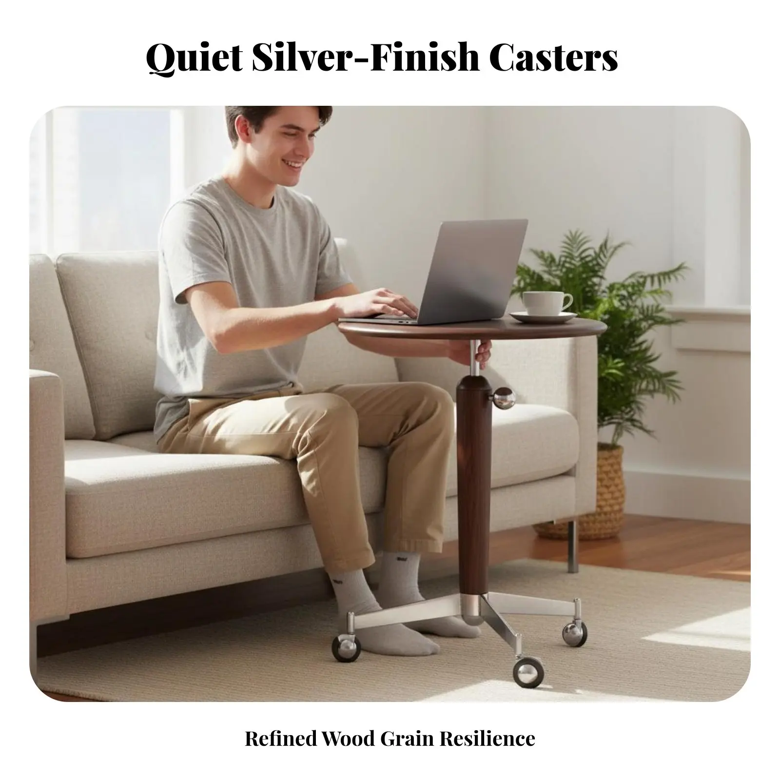 

Adjustable Pedestal Side Table Round surface Home Furnishing Movable Multi-Functional for Adults, Living Room, Bedroom, Balcony