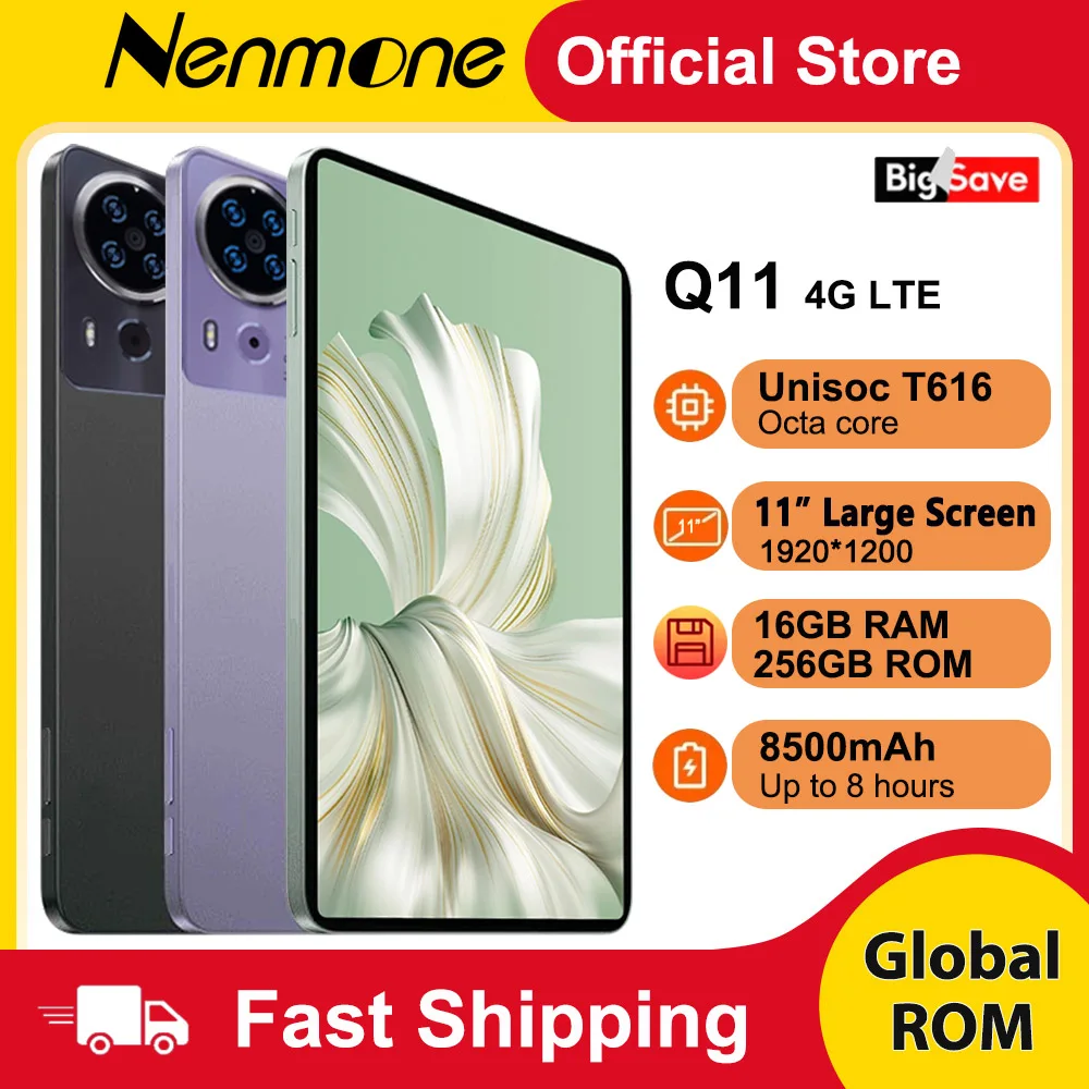 

Планшет Nenmone Android 15, 11 дюймов, 1920*1200, Unisoc T616, 8 ядер/16 ГБ ОЗУ/256 ГБ ПЗУ/WIFI5G/4G, двухкарта, LTE/8500 мАч/32 МП, камера/тип