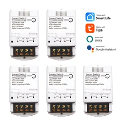 5pcs 30A 20A WIFI Smart Switch Relay 220V 4000W Input Output On Off Breaker App Remote Control Work for Alexa Google Home