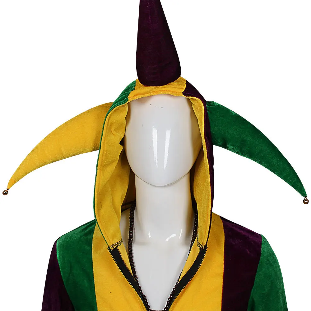 Mardi Gras Clown Cosplay Costumes Green Hoodies Joker Top Hat Accessories Suit Saint Patrick Holiday  Halloween Party Costume