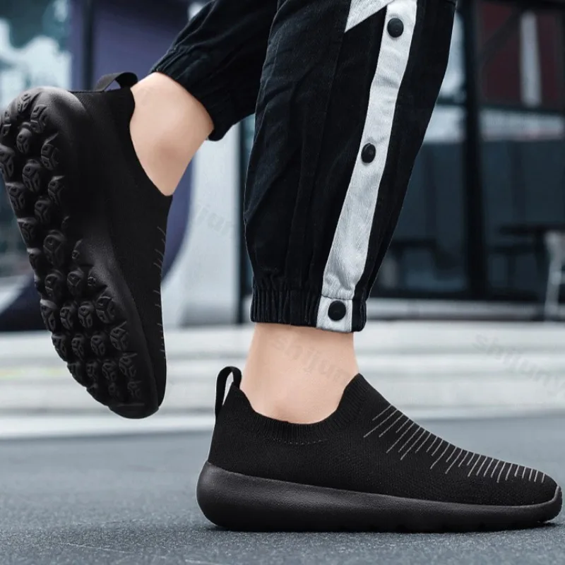 Fly Weave Design Fashion Casual Thick Soled Half Slippers for Men Spring 2025 New Comfortable Breathable Mesh Chunky Drag Shoes