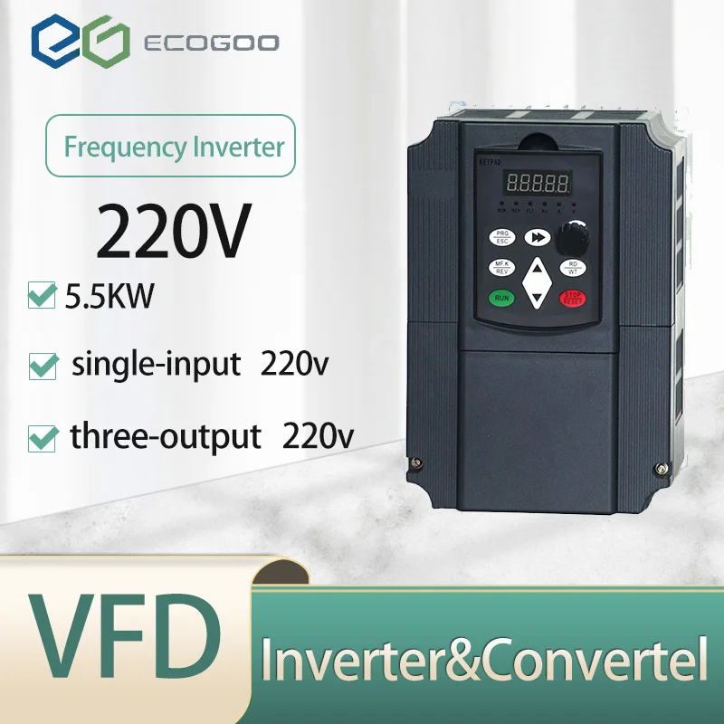 

VFD Inverter 220V Frequency Inverter 0.75/1.5/2.2/4/5.5KW Frequency Converter Variable Frequency Drive