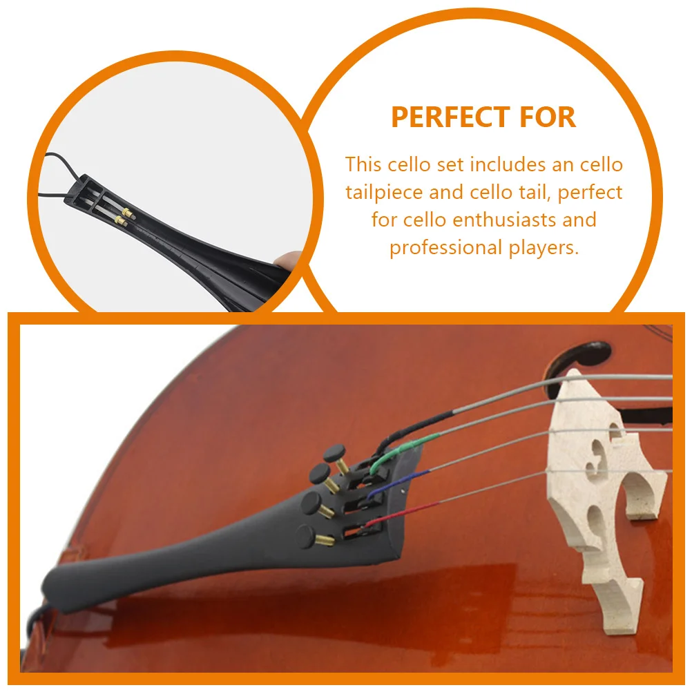 

1Set Cello Tailpiece Replacement 4-Hole Metal Tail Bridge Durable Easy Install Practical Cello Instruments Accessories