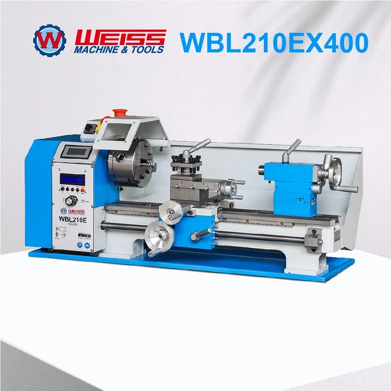 WEISS WBL210E 400mm Metal Lathe, Semi-Auto Cutting Thread Metal Lathe, 38mm Spindle Bore, 6mm Spindle Thickness