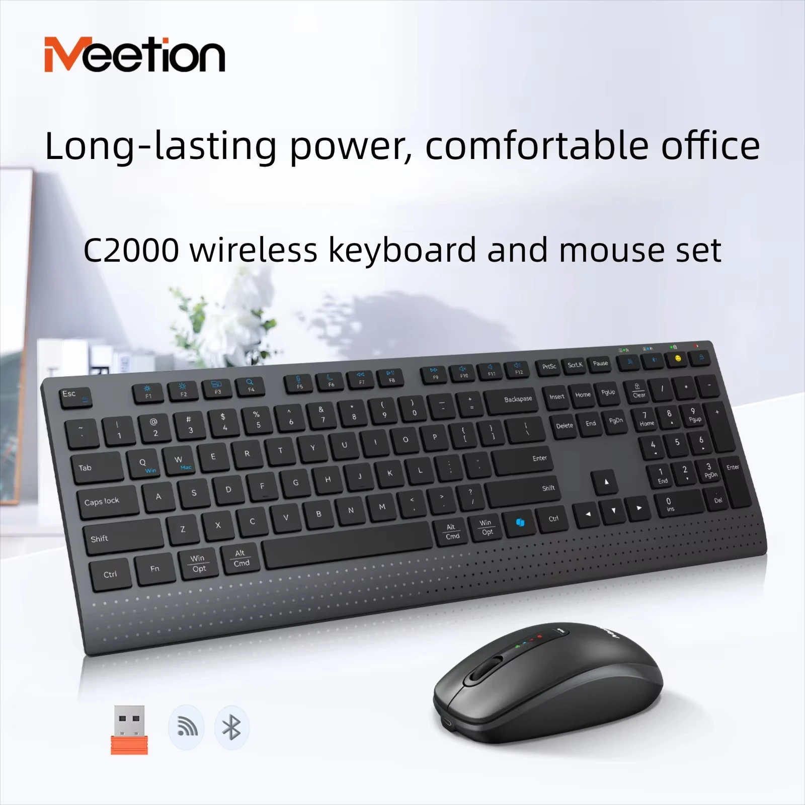 2.4G Full-size Dual-Mode Wireless Keyboard And Mouse Set Office Stylish Rechargeable Keyboard And Mouse Combo For PC Computer