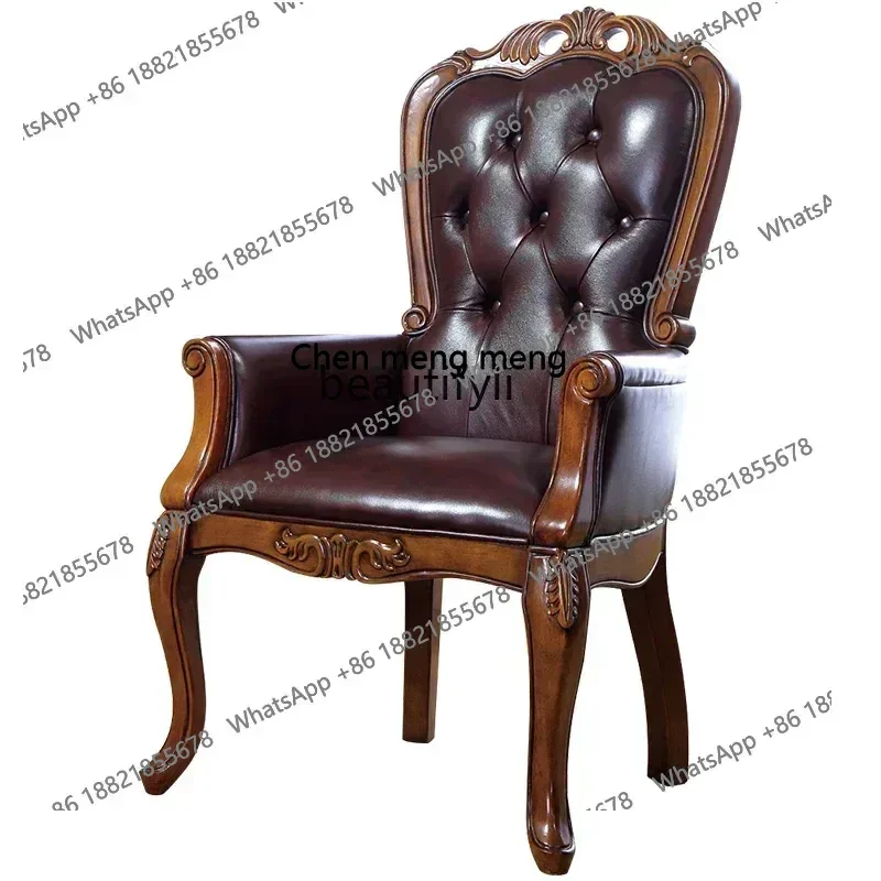 ss8350 European-style all-solid wood leather office chair desk dining chair leisure chair