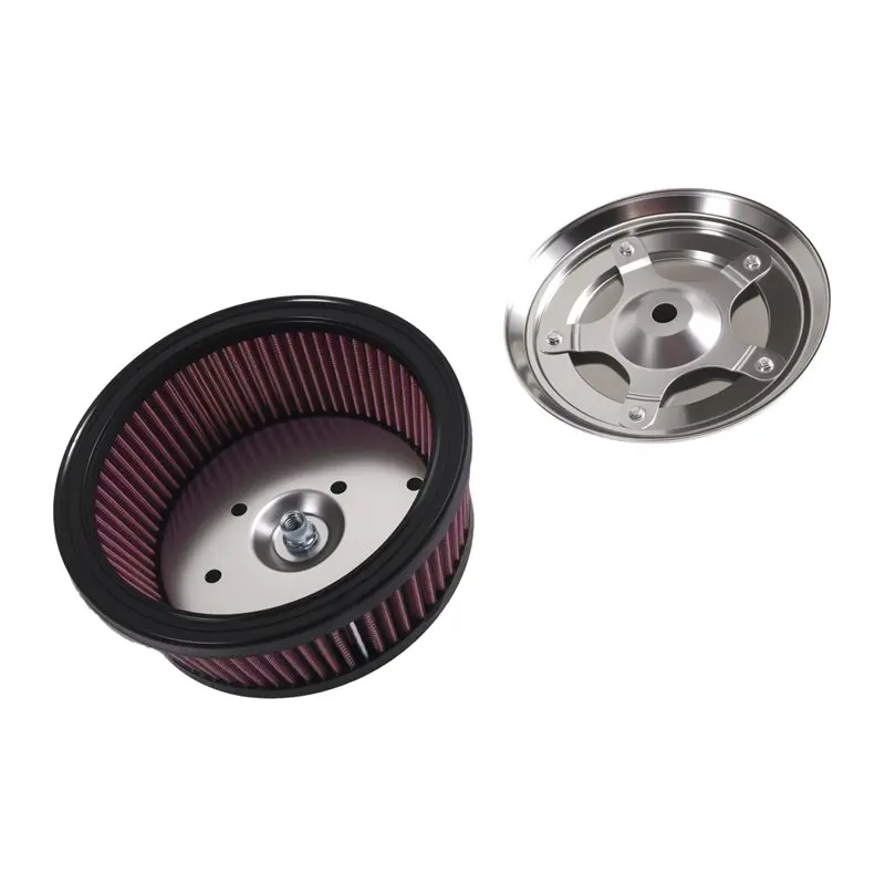 AB56-Chrome Cover& 6-Hole& Red Filter Kit For Air Cleaner Fits For Touring Dyna Wide Glide FXDWG