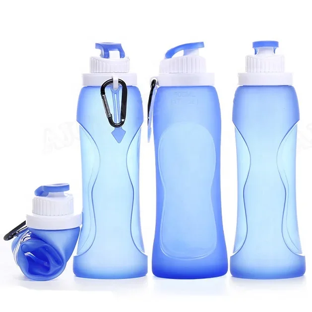 

Collapsible Water Bottle Portable Food Grade Silicone Foldable Reusable Leak Proof Bottles for Traveling Running