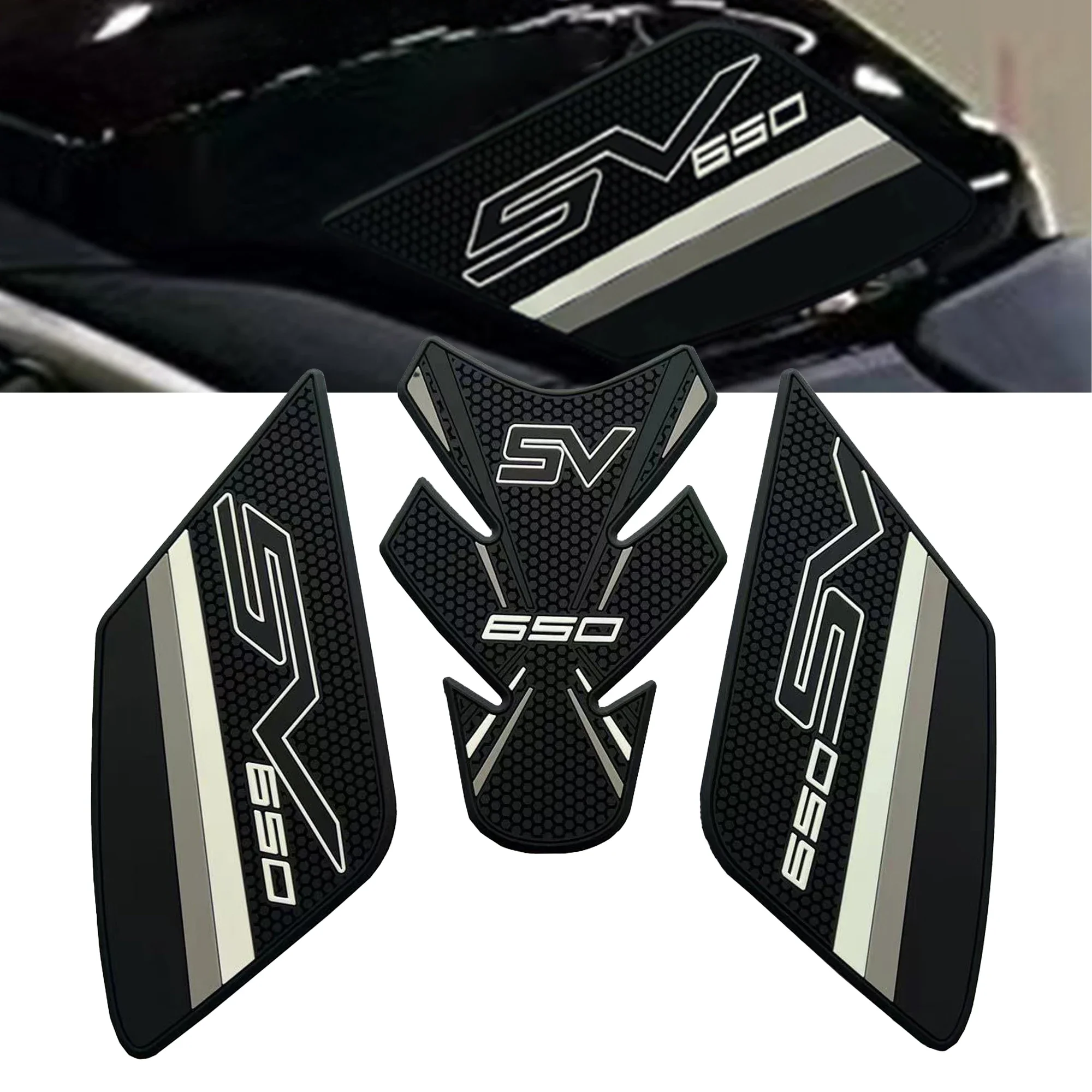 SV650 SV650X For Suzuki 3D Rubber Tank Pad Motorcycle Tank Pads Side Tank Traction Anti Slip Pad Knee Grips Stickers