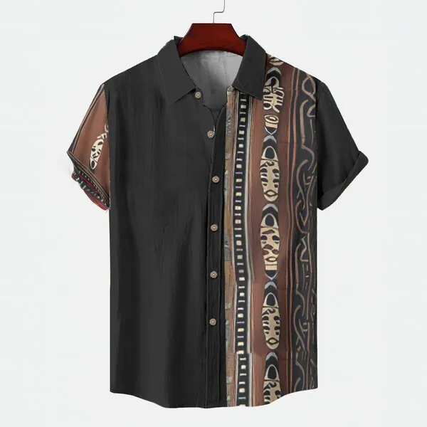 جديد الرجال الدنيم الغربي نمط العرقية 3D مطبوعة قصيرة الأكمام التلبيب الأعمال عارضة قميص الشاطئ عطلة حزب في الهواء الطلق أعلى