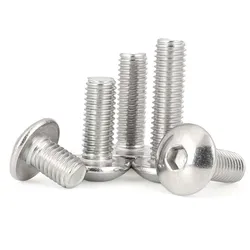 Parafuso de parafuso sextavado interno de aço inoxidável para motocicleta, cabeça grande, plana, redonda, M6, M5, 5mm, scooter, ATV, ciclomotor, tampa plástica, 10pcs