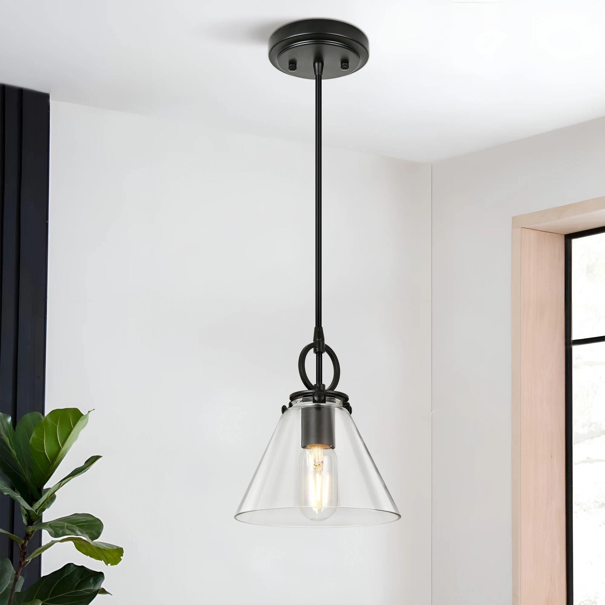 

Modern Pendant Light, Adjustable Pendant Light Over Kitchen Island With Clear Glass Pendant Ceiling Light Fixture