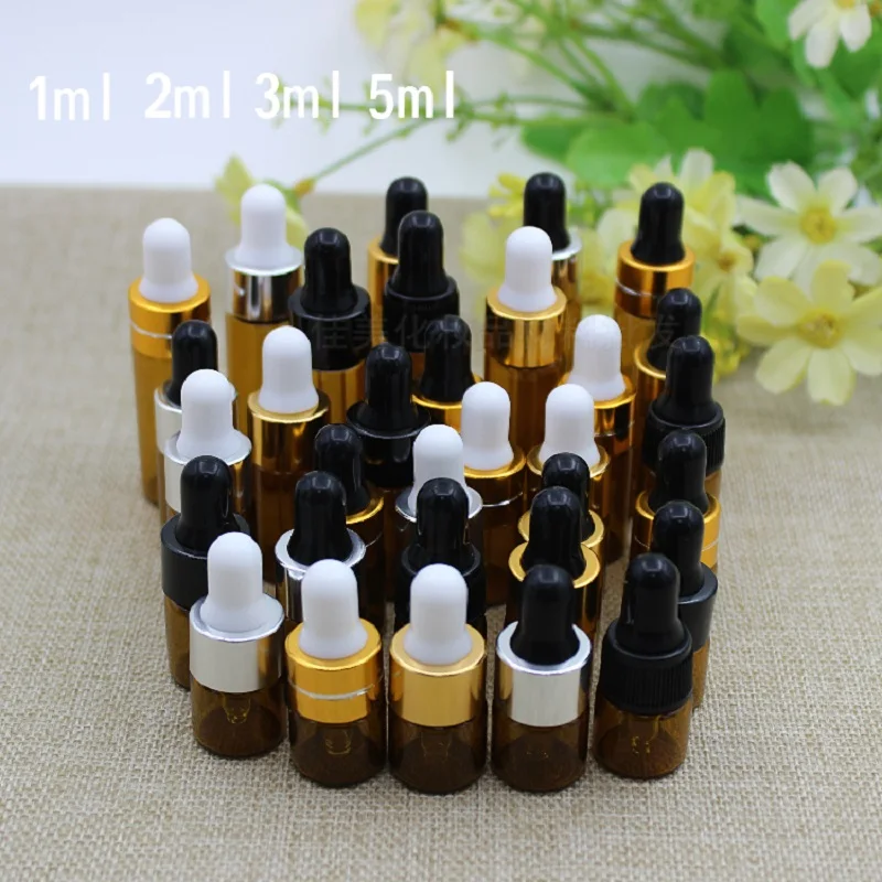 

1ML2ml3ml5ml brown glass bottle Amber Cosmetic Perfume Dropper Pipette Sample Empty Essential Oil Serum Refillable Brown Vials