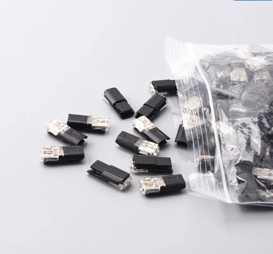 LED quick connect terminal, double wire D2, no welding, no stripping, mutual insertion, removable power wire 2P connector