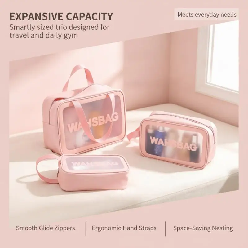 Waterproof Toiletry Bag Transparent Large Capacity 1Pcs Airport Friendly Organizer for Travel Daily Cosmetic Storage