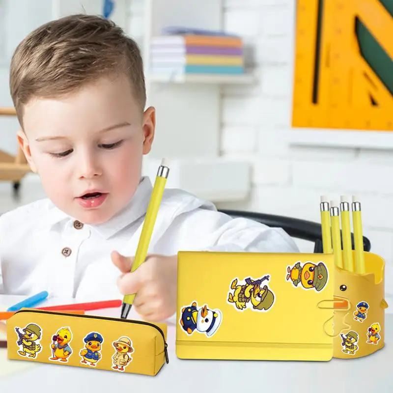 قرطاسية كرتونية للطلاب ، أقلام كتابة للأطفال ، تصميم موضوع البط ، مدرسة ابتدائية ، 50 صولًا