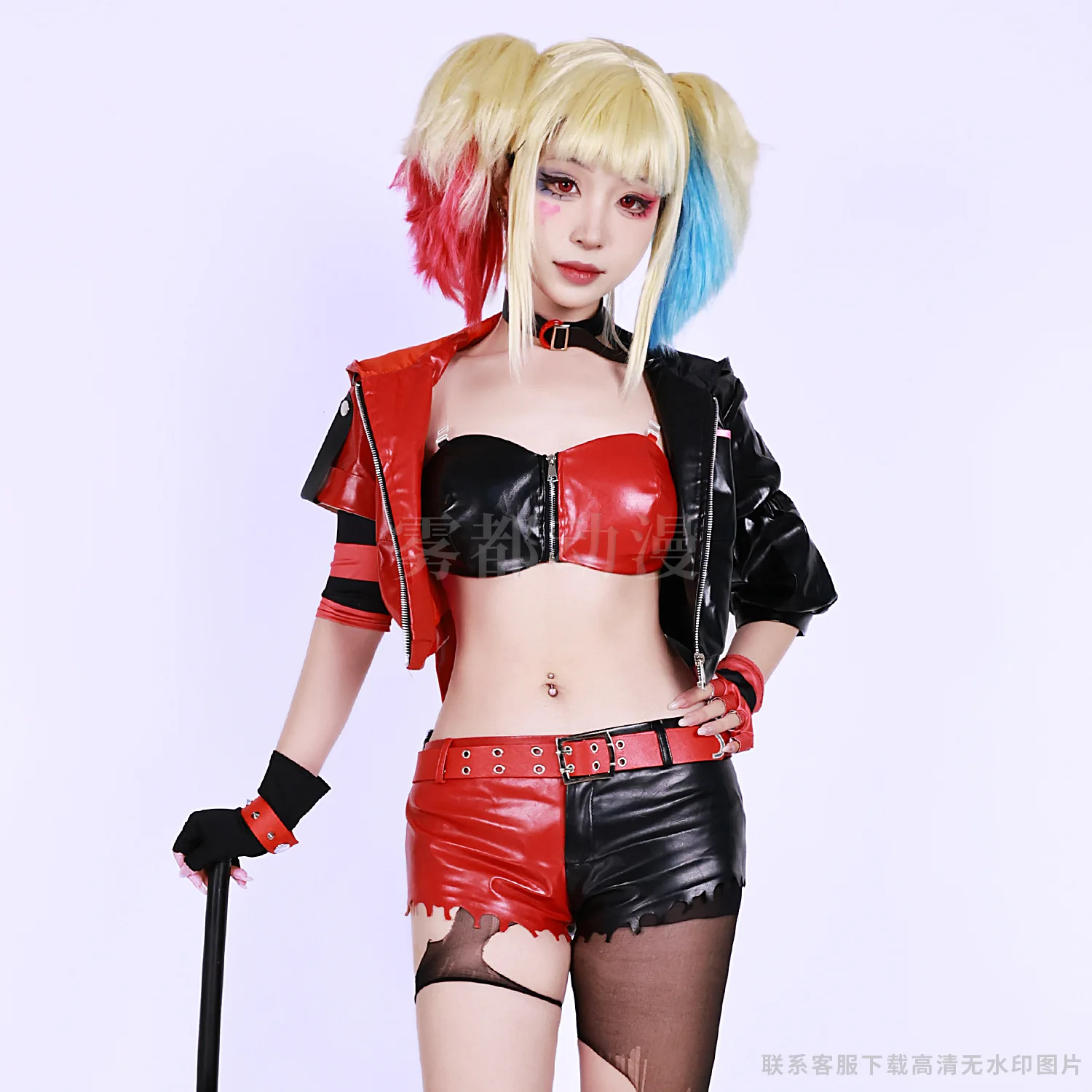 Movie Suicide Cosplay Harley Costume Halloween Sexy Red and Black Outfits Woman Carnival Cosplay Harley Customized Clothes - view 2