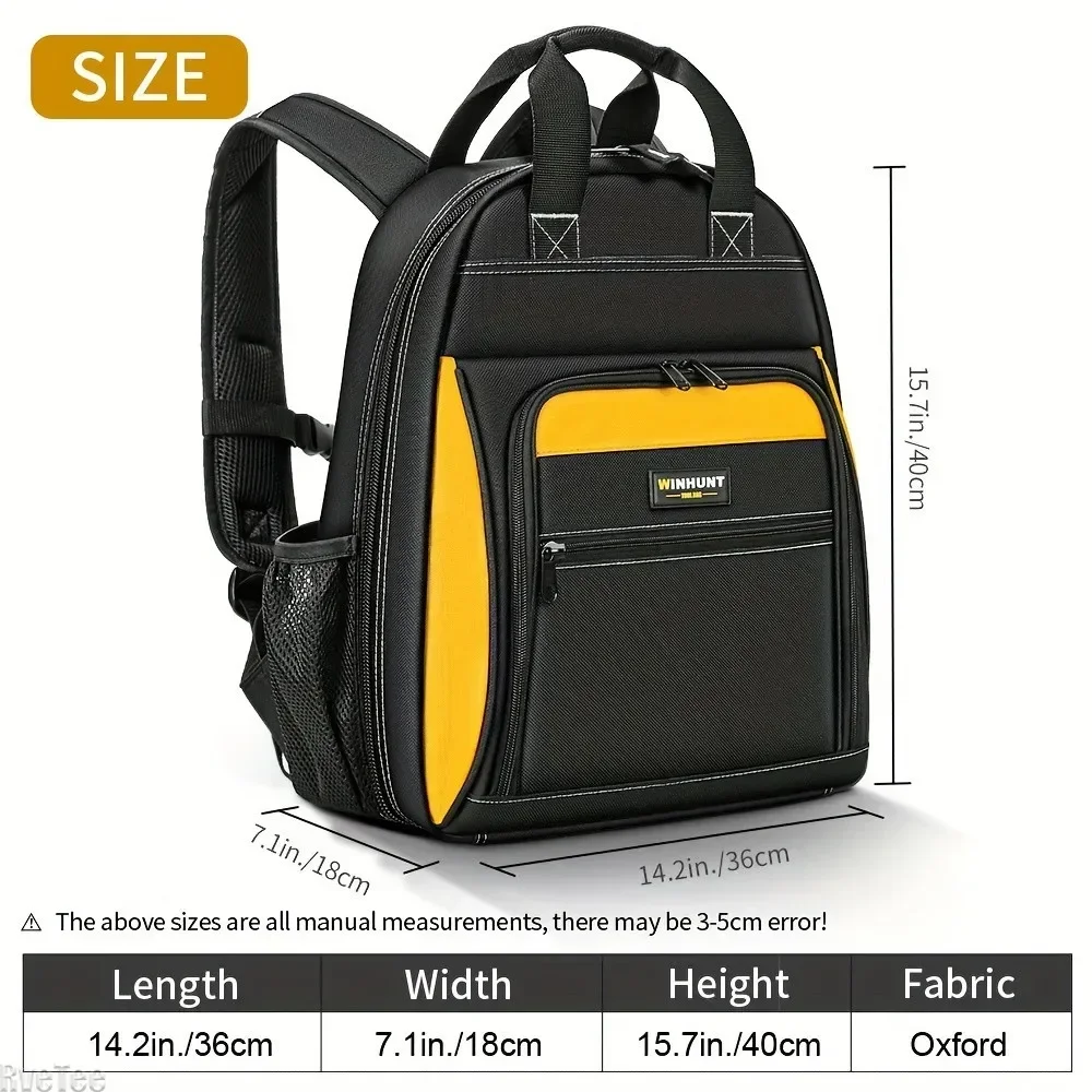 Durable WINHUNT Tool Backpack 22 Pockets Multi-Pocket Electrician\'s Backpack Professional Portable Large Capacity Tool Bag