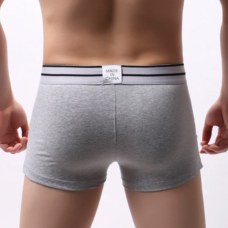 Sexy Mannen Ondergoed Katoen Boxer Shorts Homme Effen Soft Mid-Rised U Bolle Pouch Underpants Cueca Heren Pijl broek