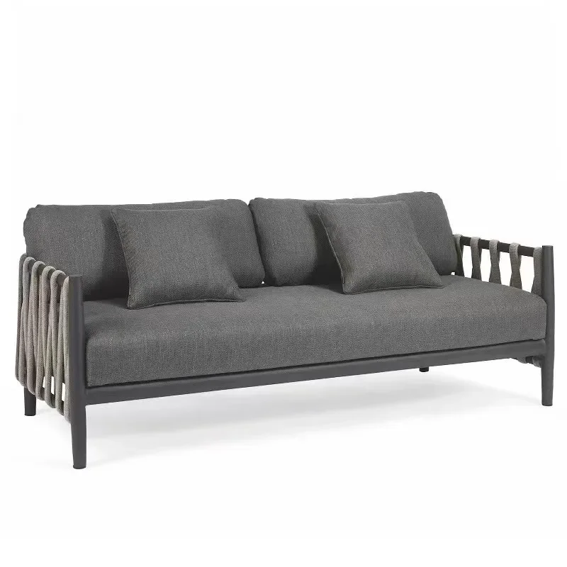 Outdoor sofa courtyard, garden rattan weaving, simple casual weaving, rattan chair aluminum alloy, sun room outdoor furniture
