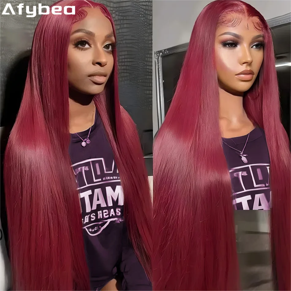 

Straight Human Hair Wigs 99J Burgundy 13X6 Hd Lace Frontal Wig Colored PrePlucked Brazilian Transparent Lace Front Wig For Women