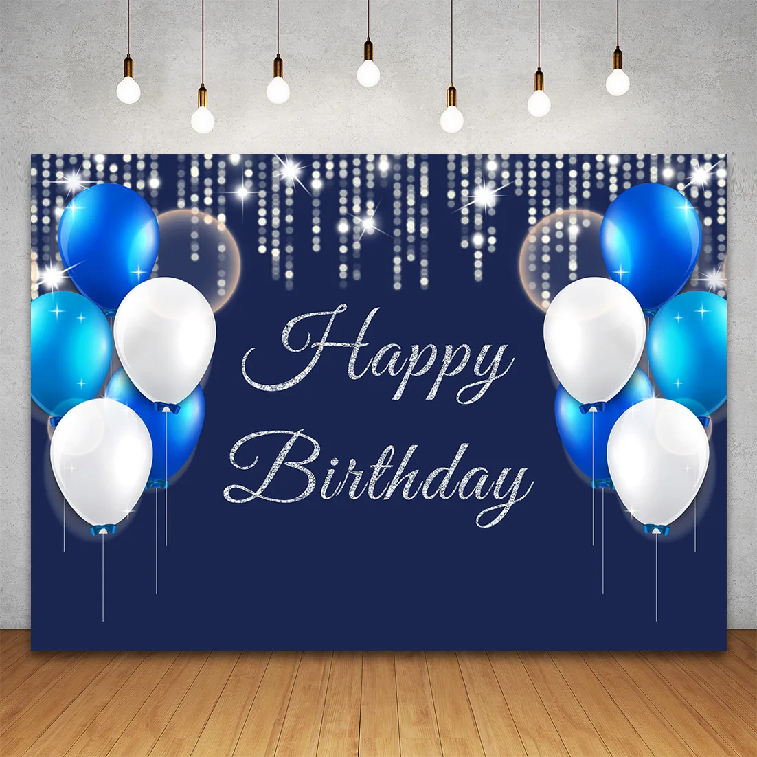 Blue Balloons Shining Glitters Birthday Party Backdrop Custom Name Photozone Banner Boy Nreborn Background Party Wall Decor