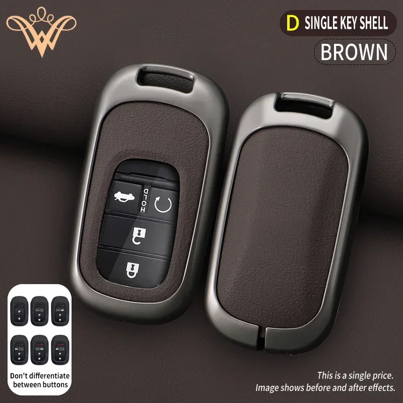 

For Honda Civic Accord HR-V CR-V CRV 2021 2022 2023 Auto Shell Fob Holder Zinc Alloy Car Key Case Cover Keychain Accessories