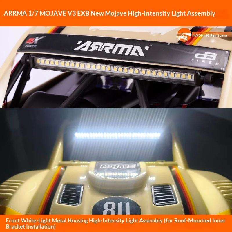 ARRMA 1/7 MOJAVE V3 LED Light Kit Front Rear High Brightness Metal Housing for RC Desert Truck Upgrade Parts Accessories Set