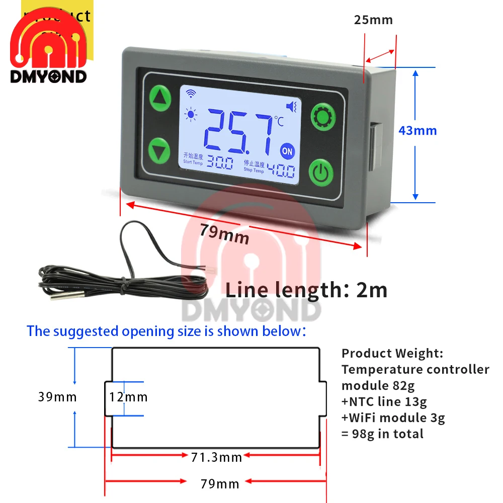 30A Remote WIFI Temperature Controller APP Digital Display Intelligent Fully Automatic Temperature Regulator with Probe XY-SA30