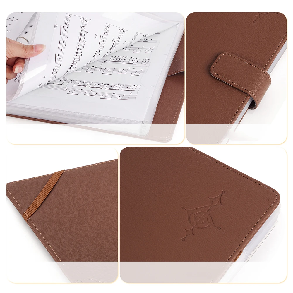 Desktop Use Brown PU Leather Sheet Folder Loose Leaf Design Magnetic Closure Page Number And Table Of Contents