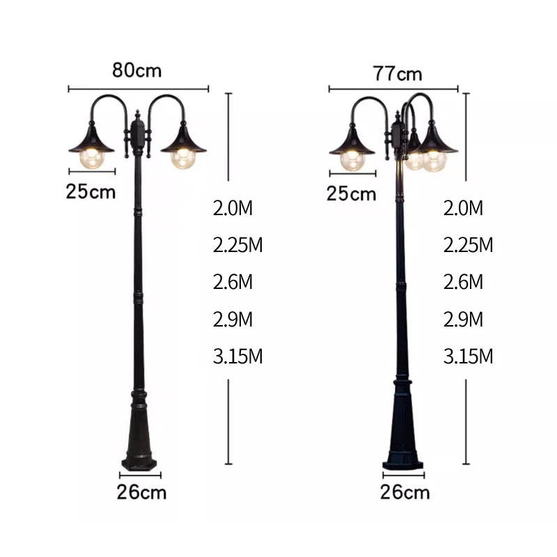 Imagem -06 - Luz de Rua Jardim ao ar Livre Villa Retro Luz Gramado Impermeável ao ar Livre Led 3m Alta Comunidade Polo 85265v Pátio Lâmpada