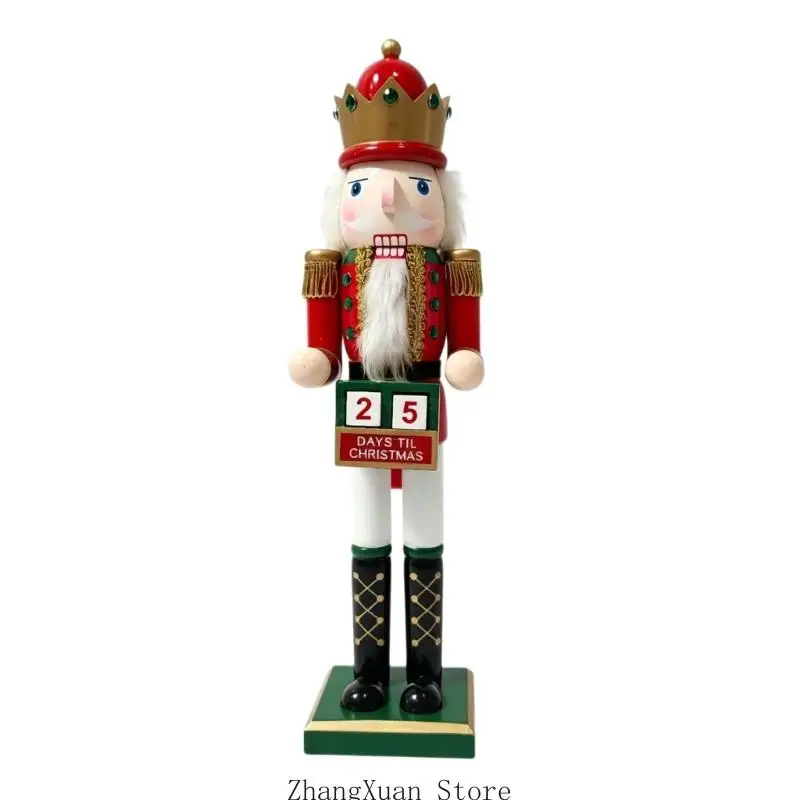 Weihnachts-Adventskalender mit Nusssoldaten aus Holz für die Regal-Tischdekoration 3XUF – Detail 5