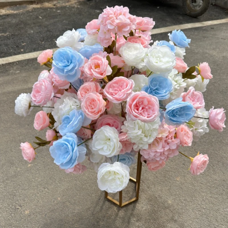 Rosa, Blau, Weiße Rose, Künstliche Blume, Lange Hängeblume, Tischdekoration, Blumenball, Hochzeitsbankett, Empfangsdekoration – Detail 4