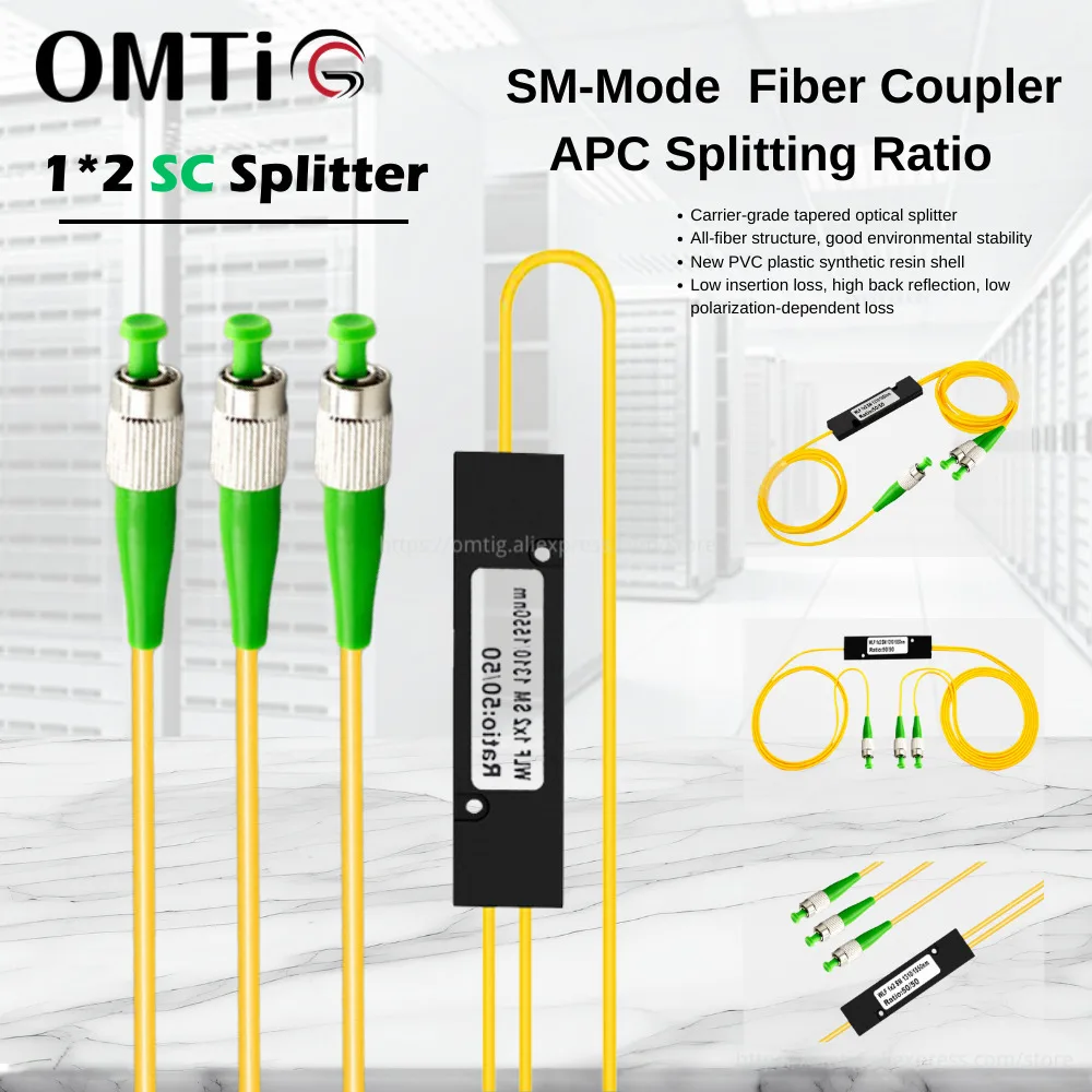 

OMTiG SM-ModeTelecom Grade Splitter 1*2 3.0mm 1310/1550nm Fiber Optic Splitters With A 1:2 Tapered FC Splitting Ratio Coupler