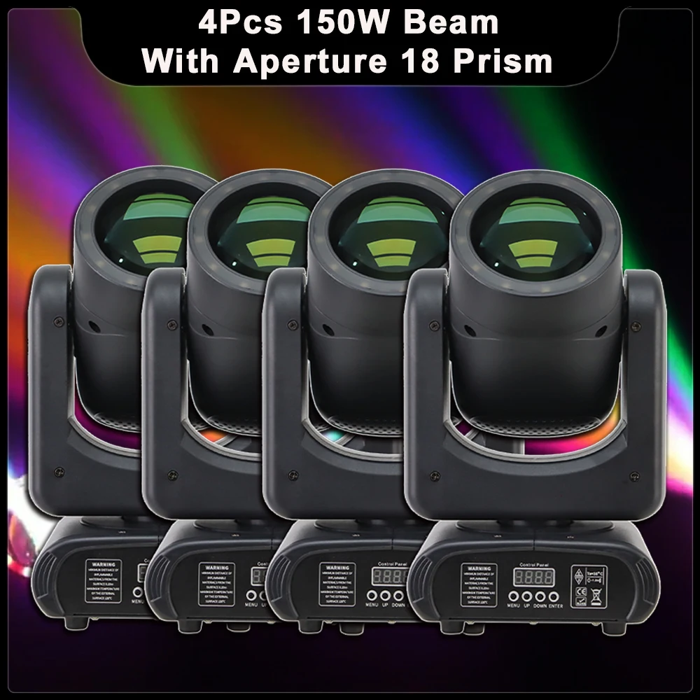 4Pcs/lot 150W LED Beam Spot Moving Head Light with Aperture 18 Prism Rainbow Effects DMX DJ Disco Party Club Stage Effect Lamp