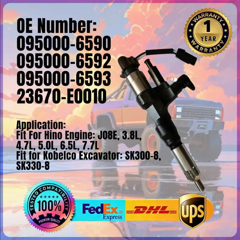 

Топливная форсунка 095000-6593 23670-E0010 для двигателей Hino 3.8L 4.7L 5.0L 6.5L 7.7L