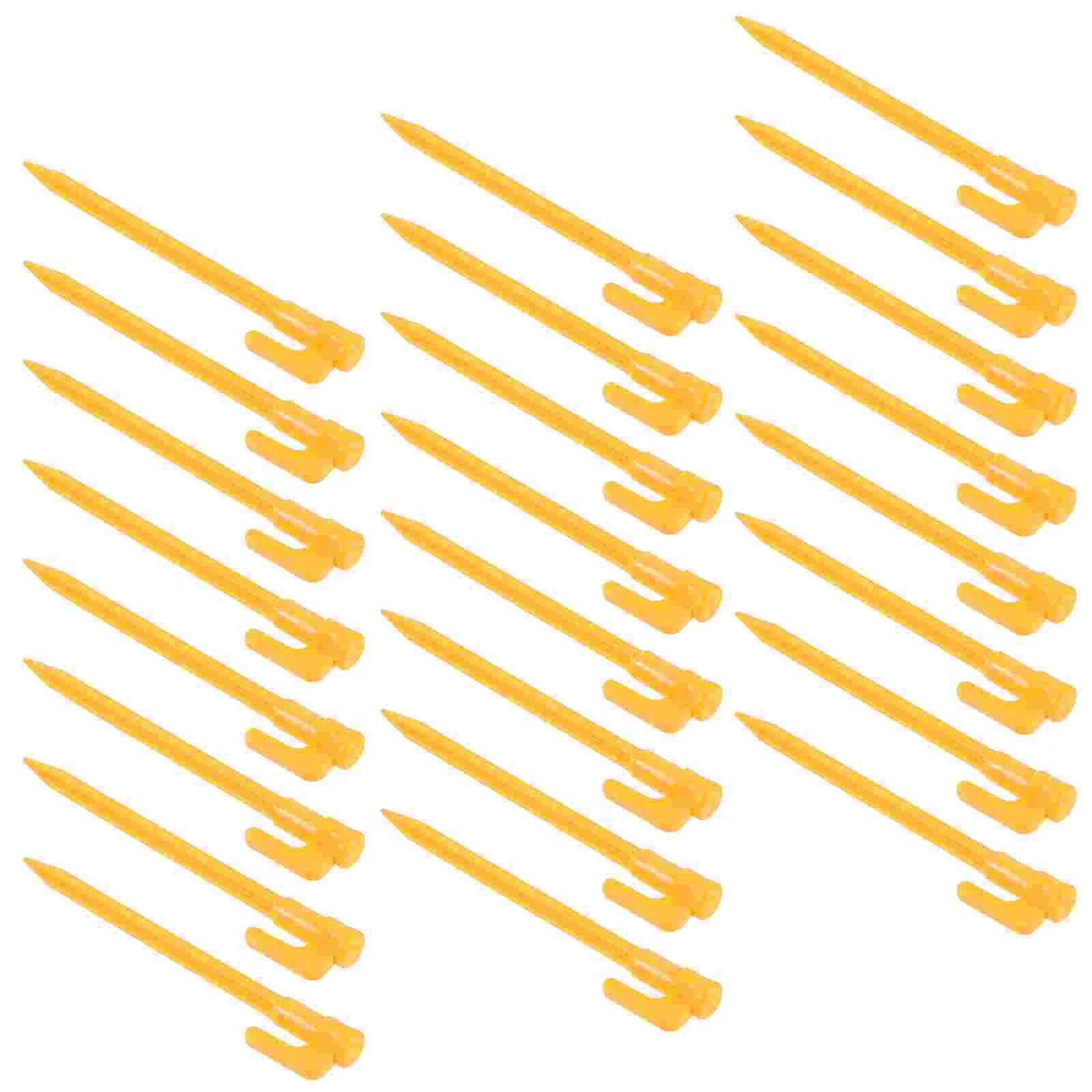 

24 Pcs Tent Plastic Stakes Camping Outdoor Pegs Tarpaulin Ground Nail Yellow Canopy