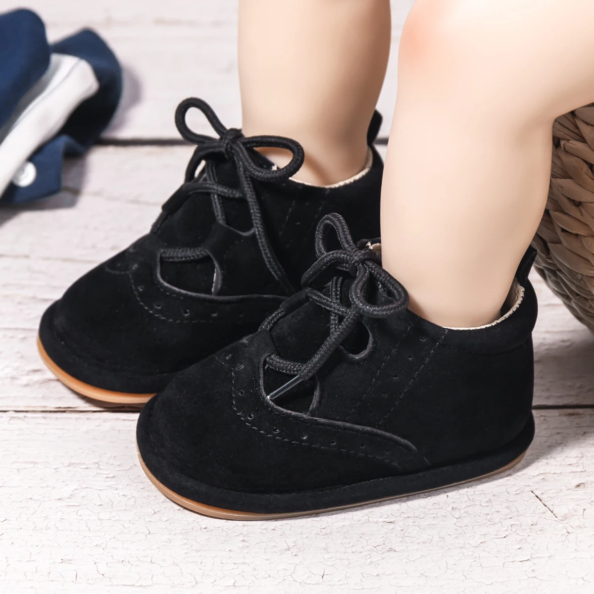 KIDUSN Newborn Baby Boy girl Shoes Crib Toddler Infant Leather Sport Lace-up Soft Sole Anti-slip First Walker High Boots 0-18M